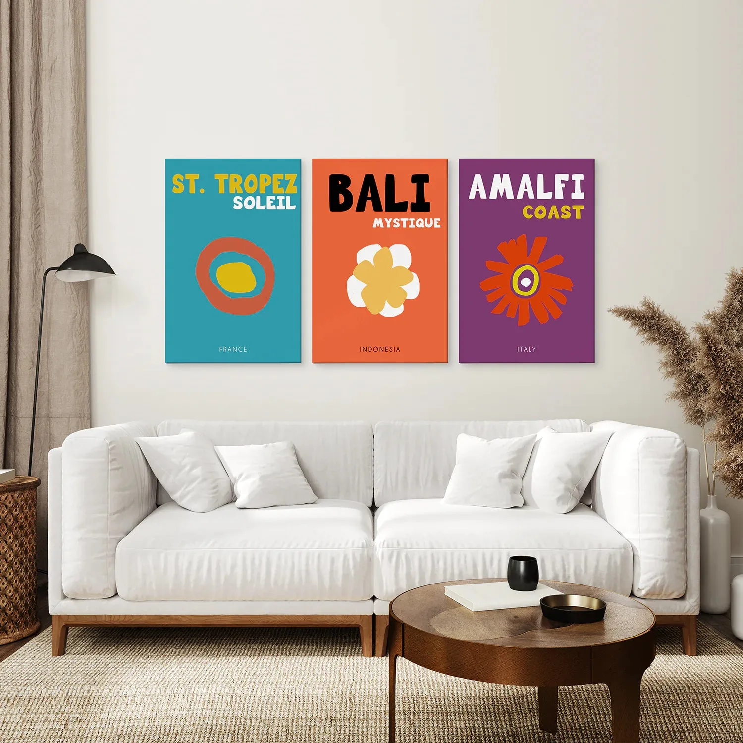 3 Piece Trendy Preppy Style Wall Art Set. Travel Theme