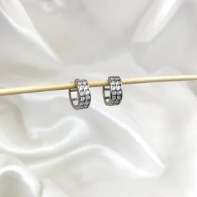 925 Sterling Silver Double Row CZ Huggies- 2 Sizes