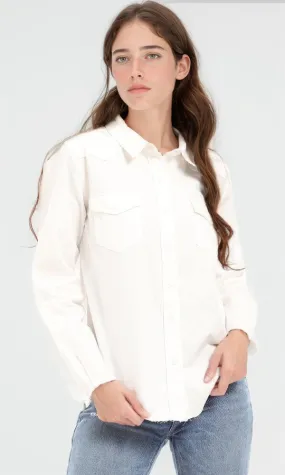 93218 Cotton Trendy Front Pockets Shirt - Off White