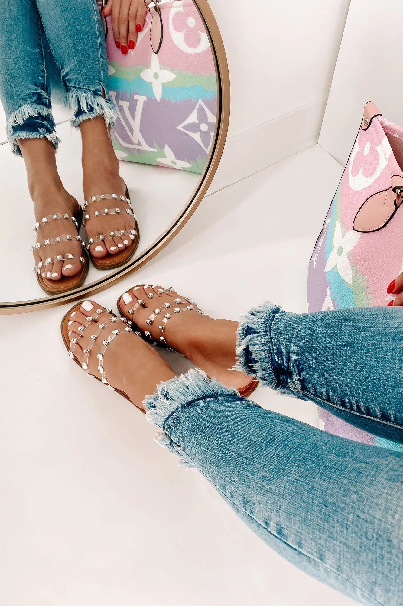 A Clear Path Clear Studded Sandals (Lucite)