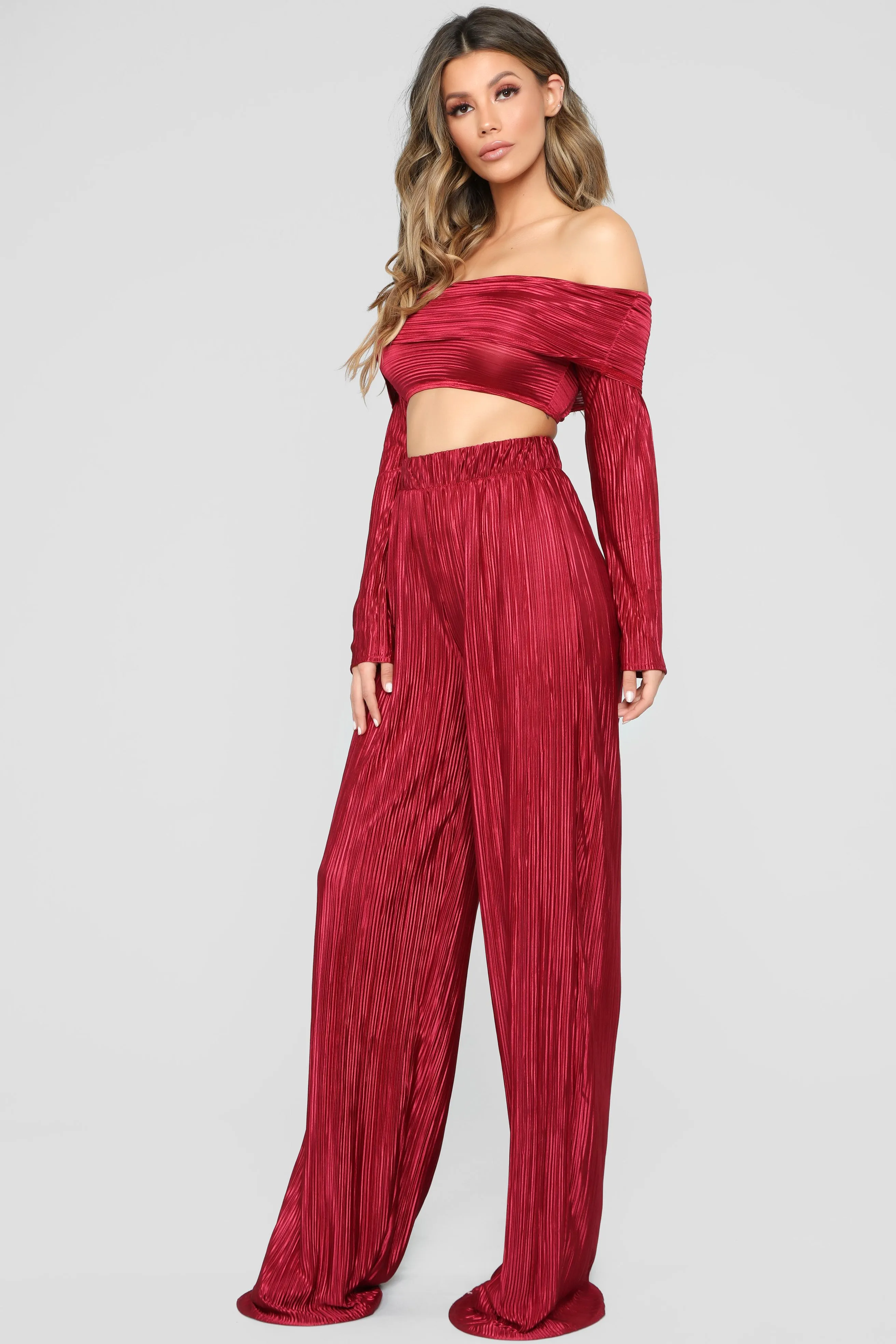 A Compleat Fit Pant Set - Burgundy