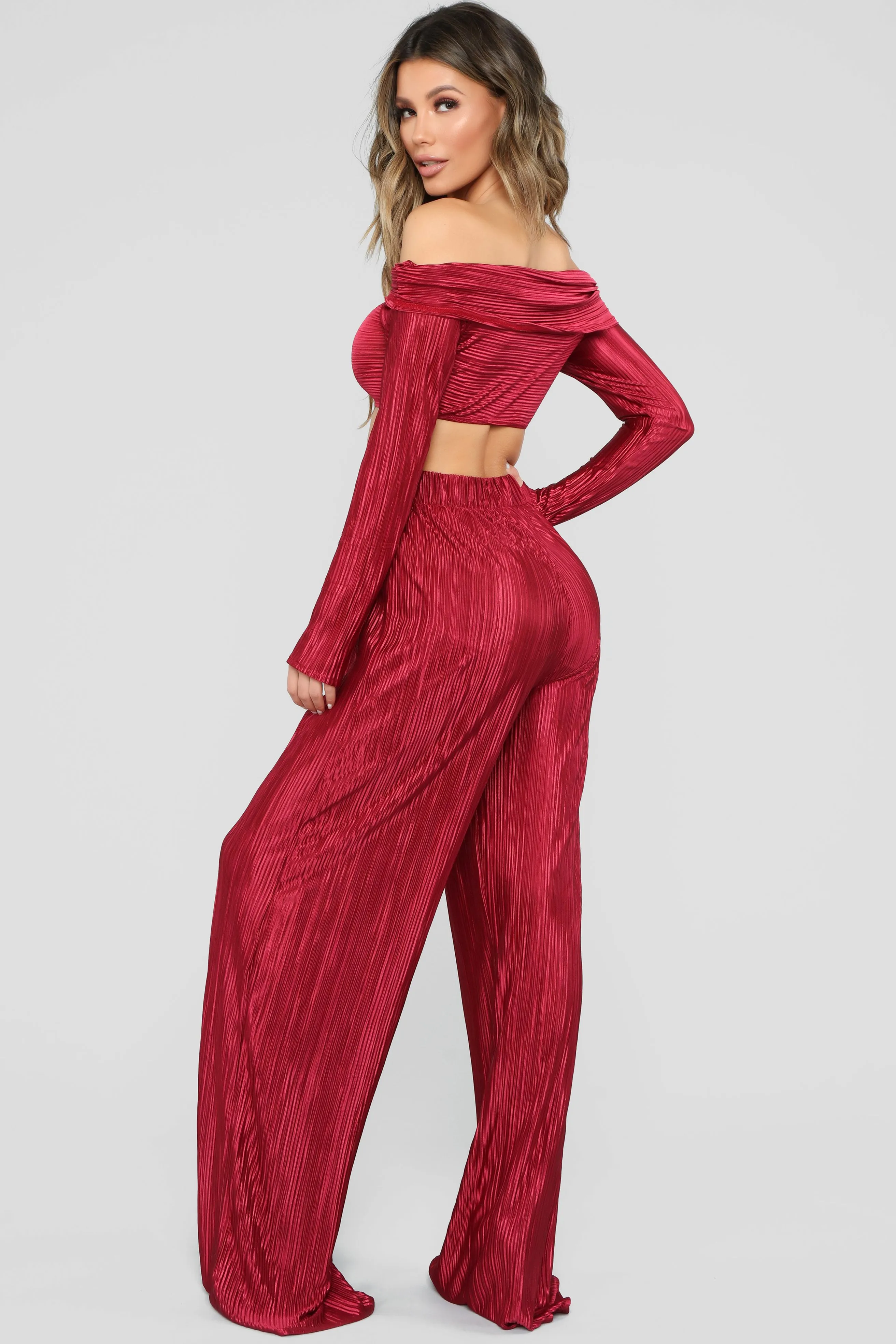 A Compleat Fit Pant Set - Burgundy