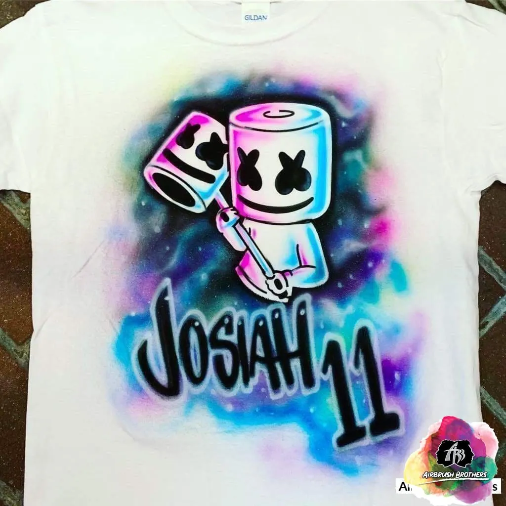 Airbrush Marshmello Birthday Shirt Design