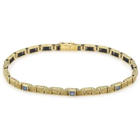 Antique Victorian 14K Yellow Gold Sapphire Tennis Bracelet