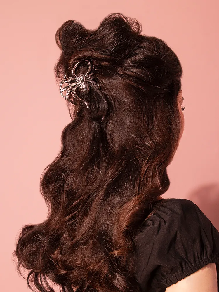 Black Widow Claw Hair Clip in Silver Metal