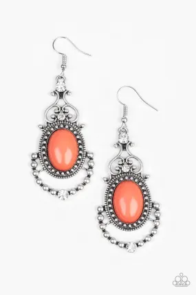 CAMEO and Juliet Coral and Silver Earrings - Paparazzi Accessories