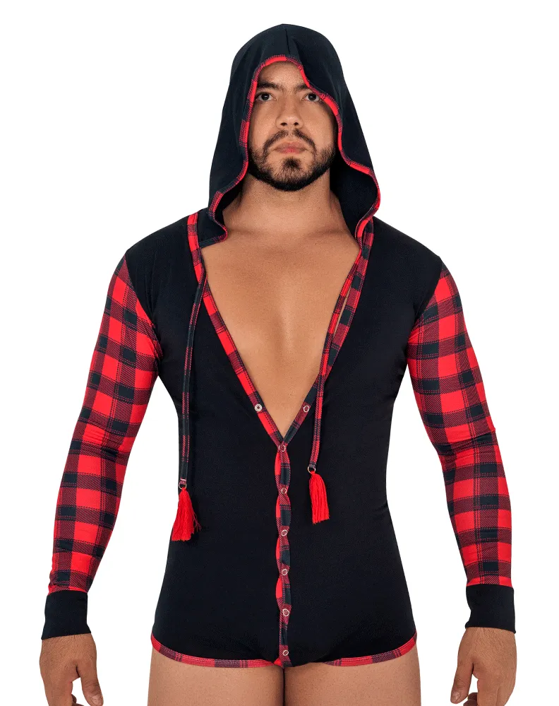 Candyman 99575 Hoodie Bodysuit  Black