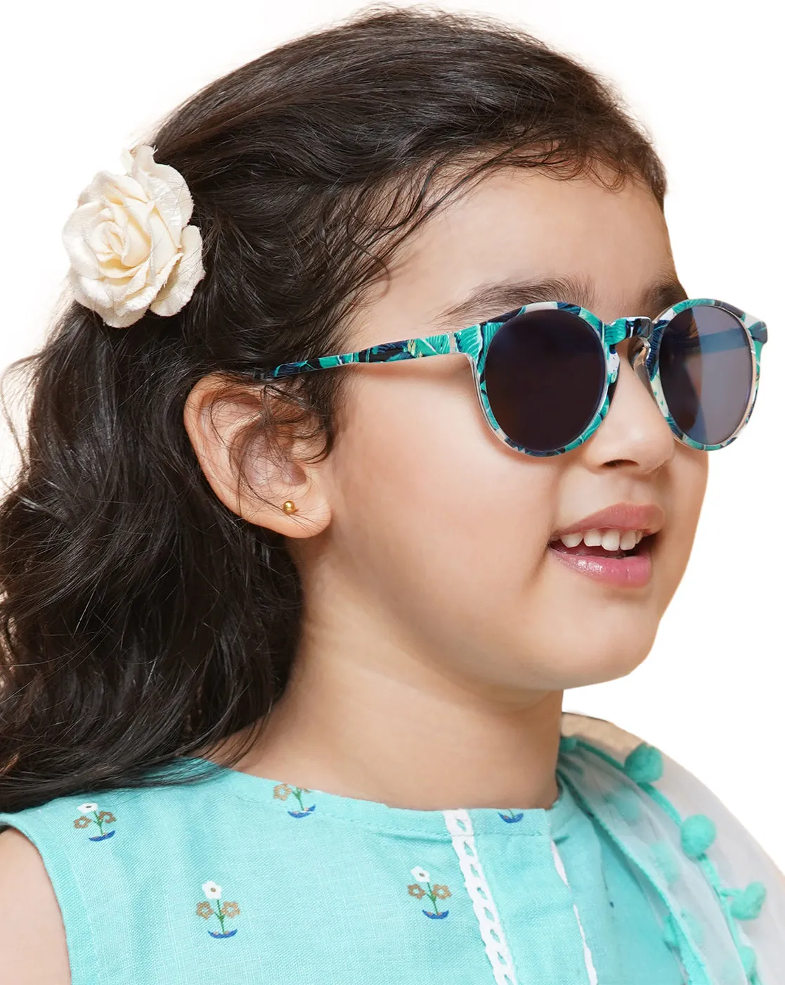 Carlton London Blue Lens & Green Cateye Sunglasses For Girl