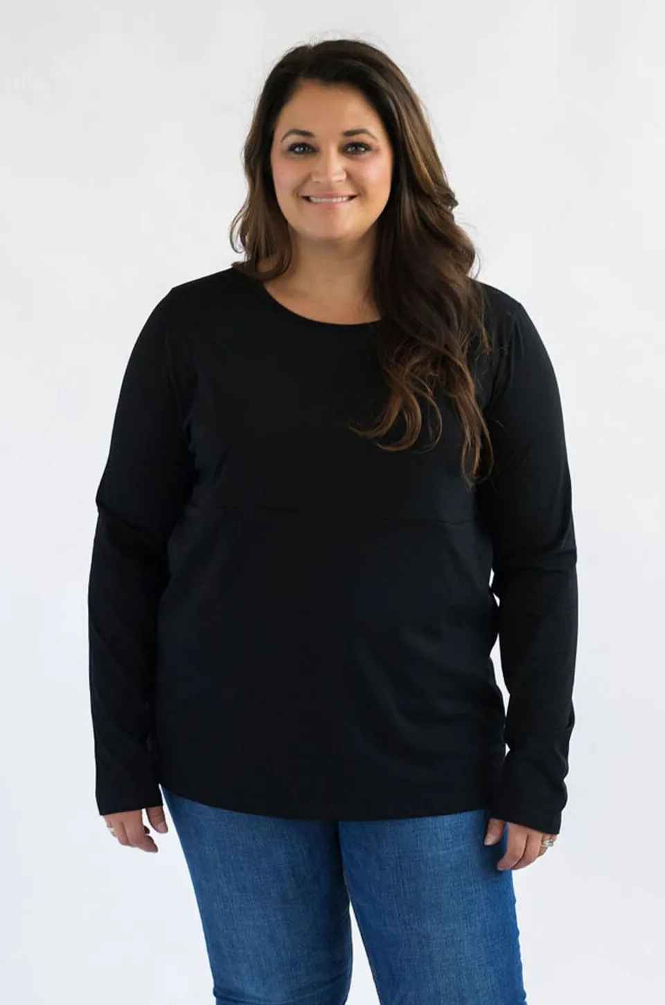 Classic Cotton LONG SLEEVE Nursing Top- Solid Black