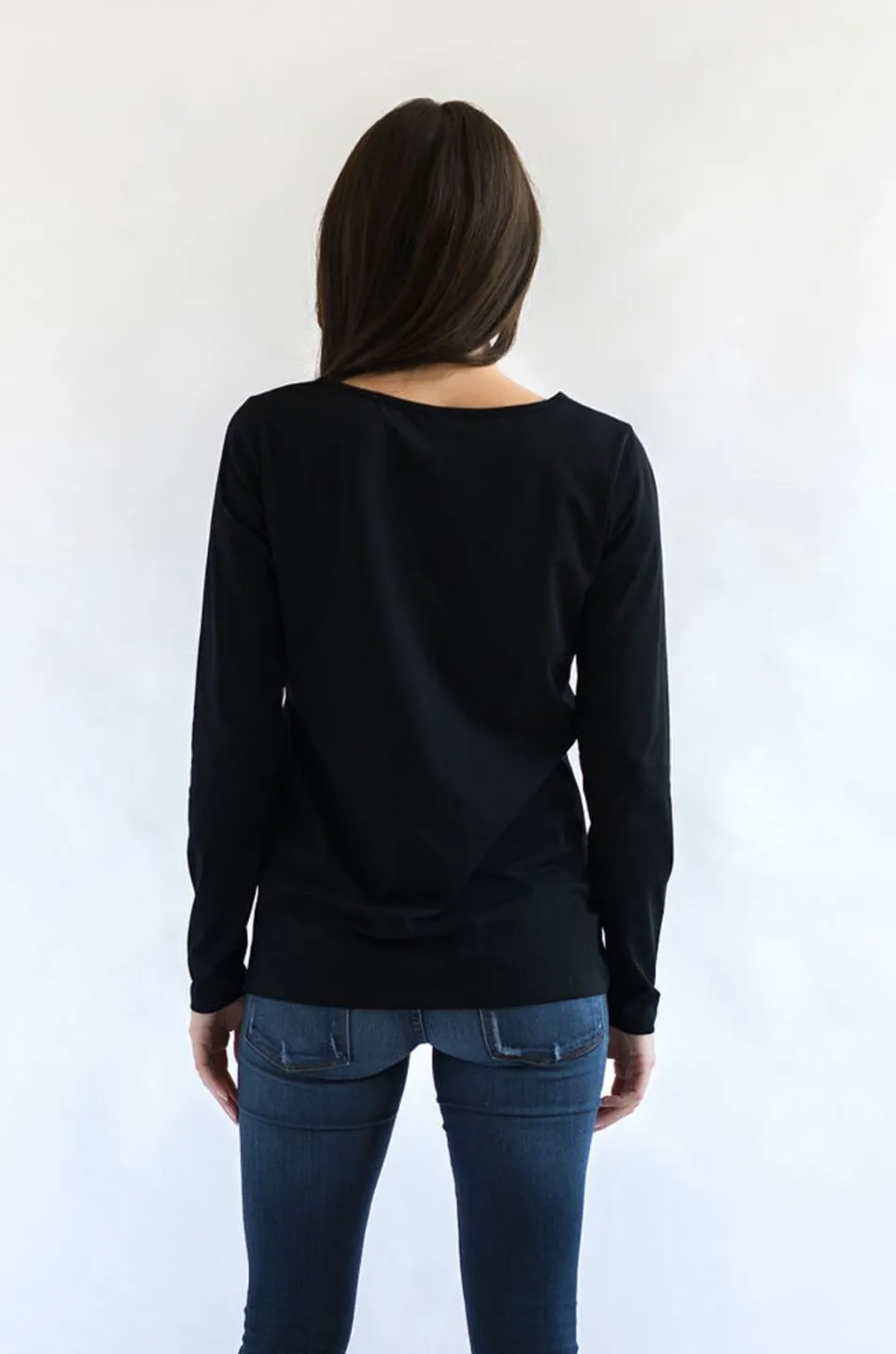 Classic Cotton LONG SLEEVE Nursing Top- Solid Black