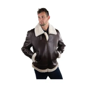 Cloud Nine Men's Sheepskin Whiskey Bomber Coat - Chocolate