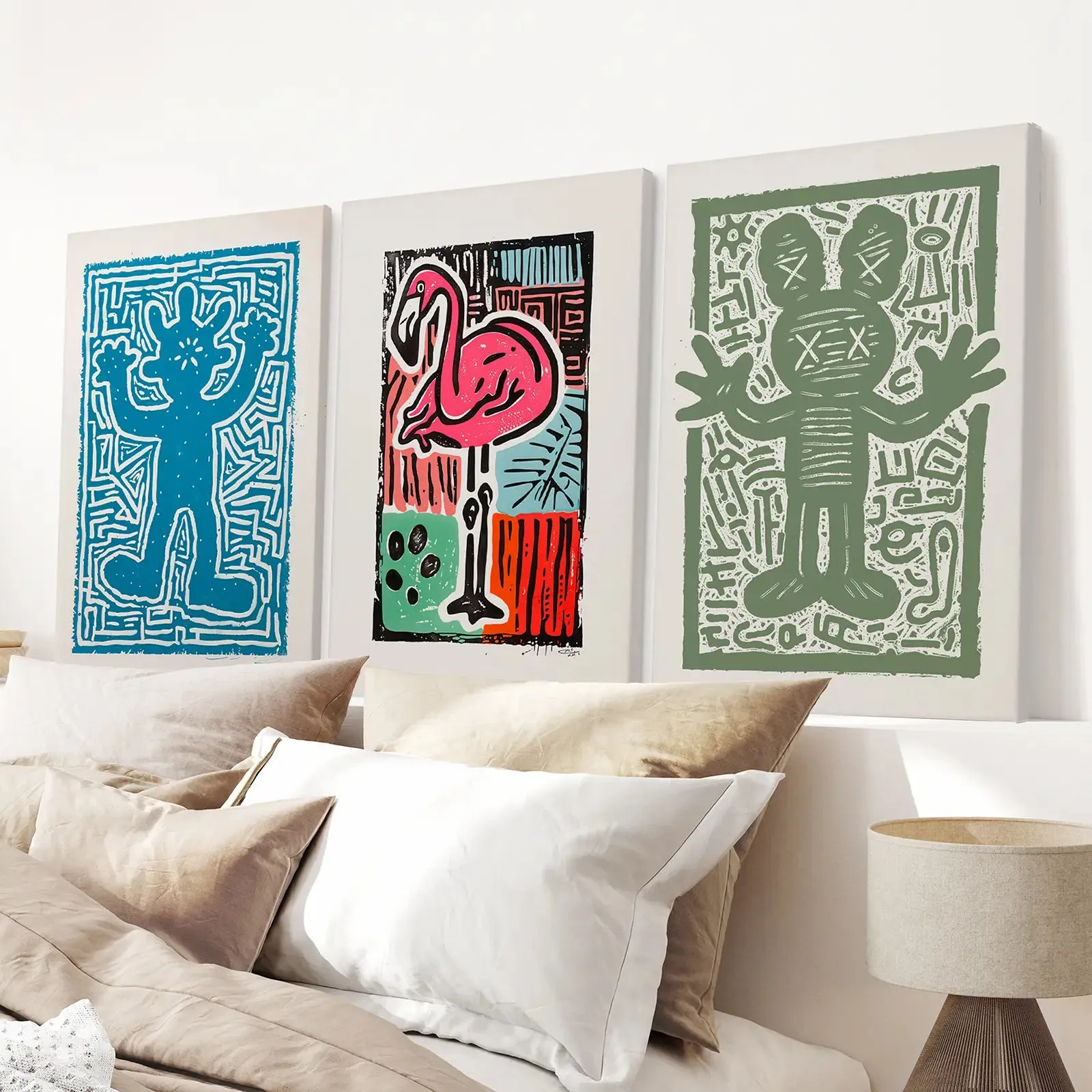 Colorful Trendy Groovy Wall Art. Poster Set Decor