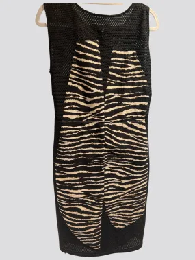 Cotton Rayon Zebra and Black net dress