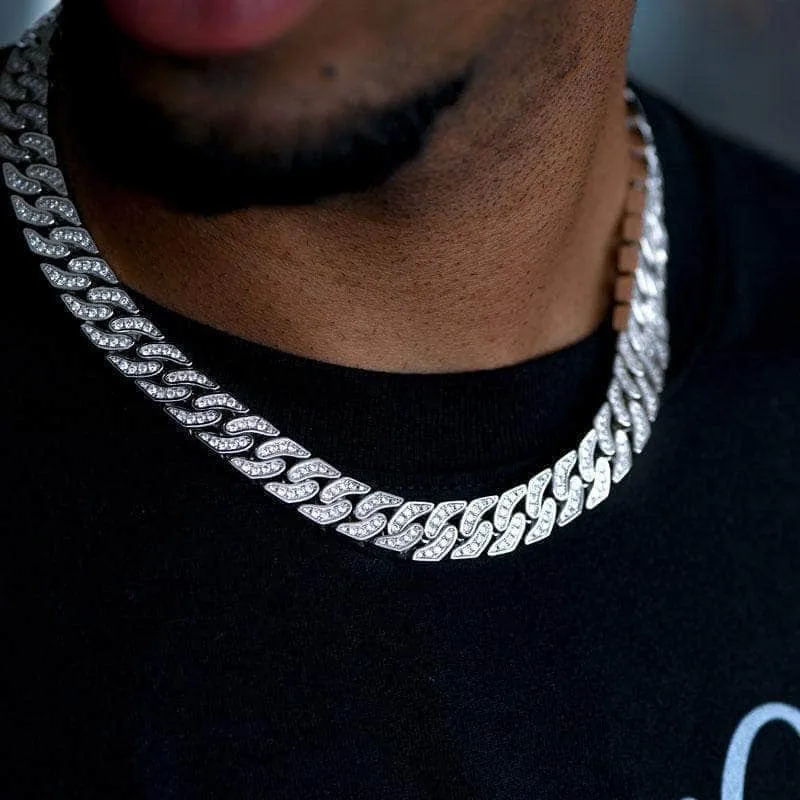 Cuban Link Reversible Glow Chain (12mm) in White Gold | Glow In The Dark