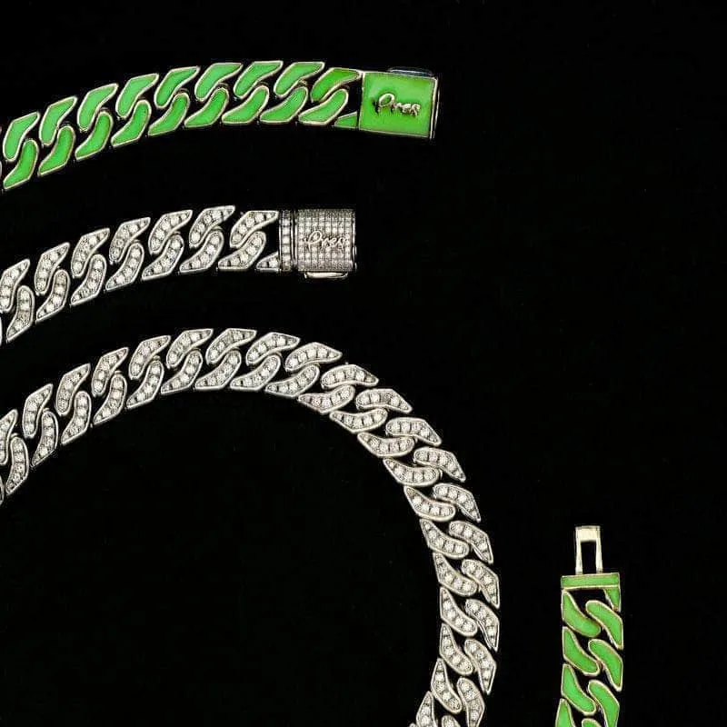 Cuban Link Reversible Glow Chain (12mm) in White Gold | Glow In The Dark