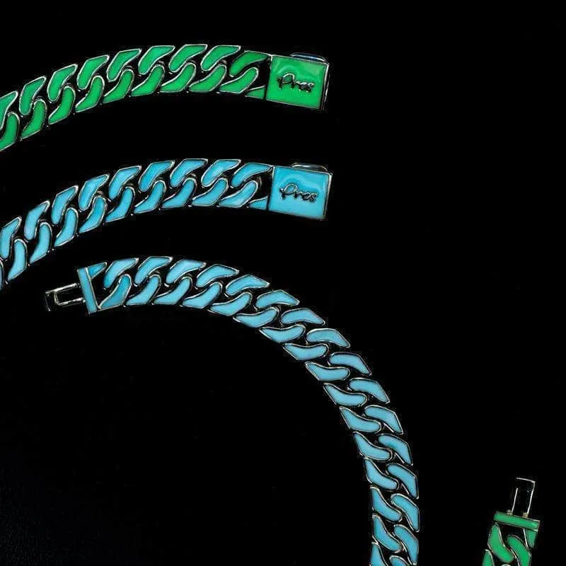 Cuban Link Reversible Glow Chain (12mm) in White Gold | Glow In The Dark