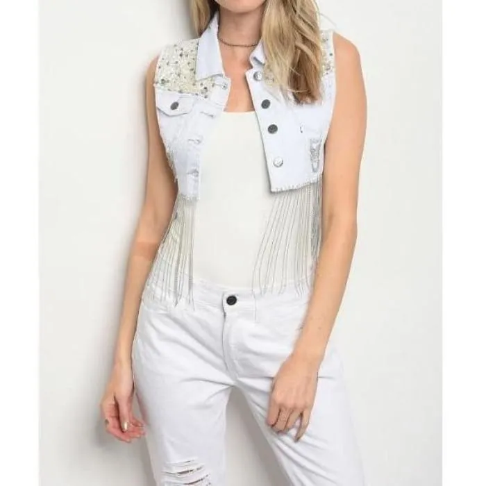 Denim Vest w Chain Fringe