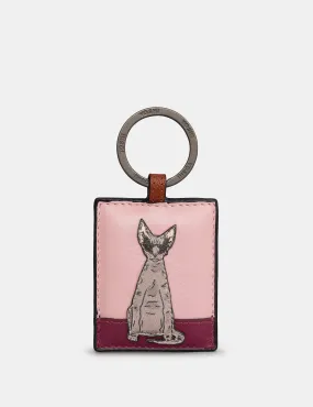 Devon Rex Party Cats Leather Keyring