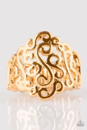 Dizzy Demure Gold Filigree Ring - Paparazzi Accessories