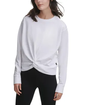 DKNY Women's Sport Twist-Front Sweatshirt, White, M