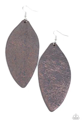 Eden Radiance Multi "Oil Spill" Leather Leaf Earrings - Paparazzi Accessories