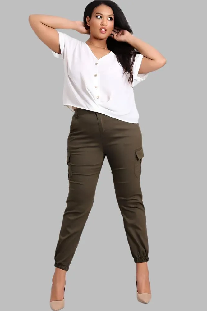 Elastic Bottom Utility Pockets Cargo Trousers