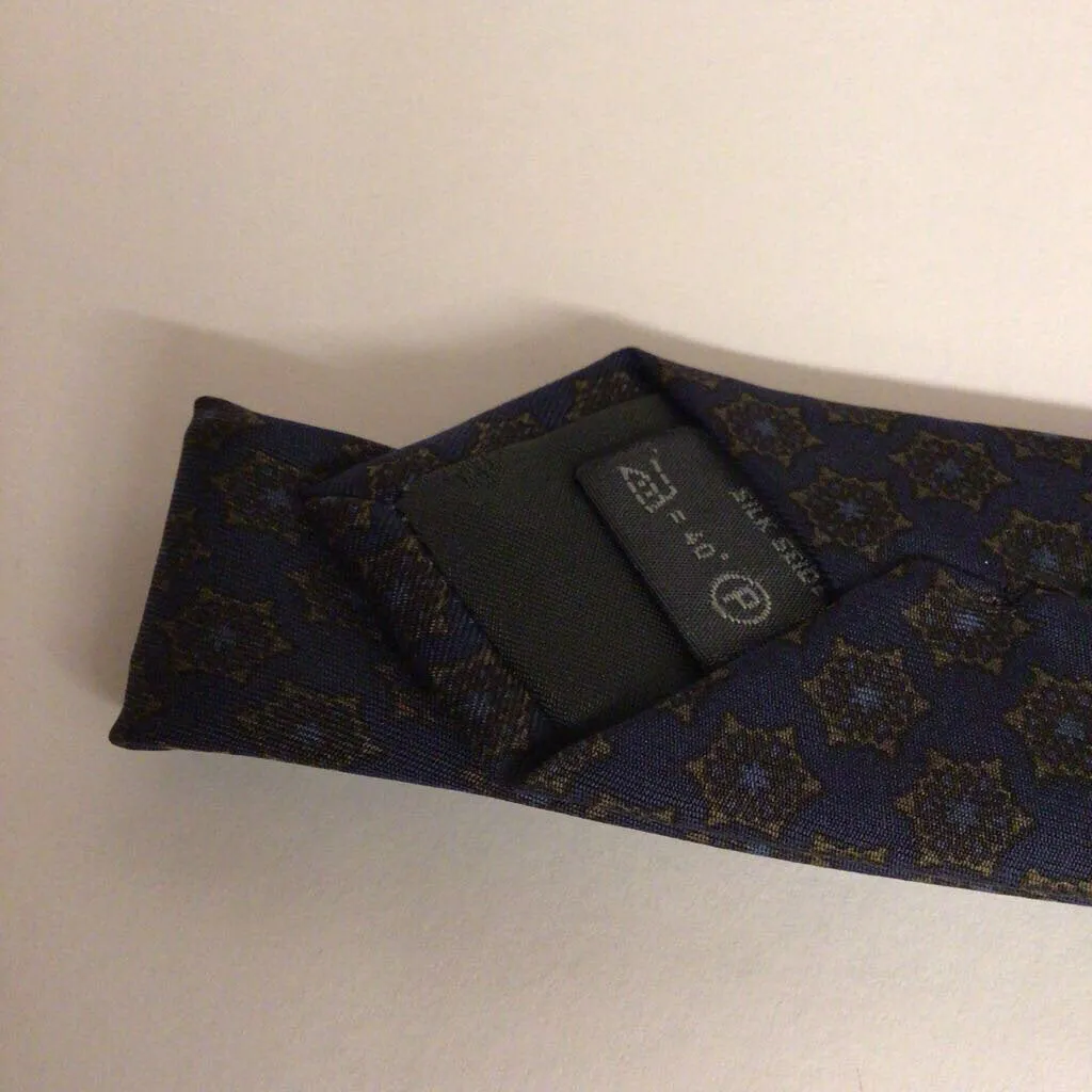 Ermenegildo Zegna Silk Necktie, Dark Geometric