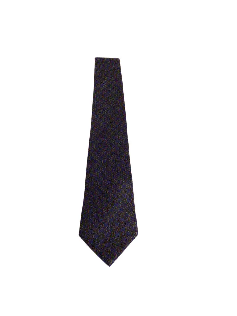 Ermenegildo Zegna Silk Necktie, Dark Geometric