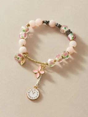 Flower Charm Beaded Bracelet