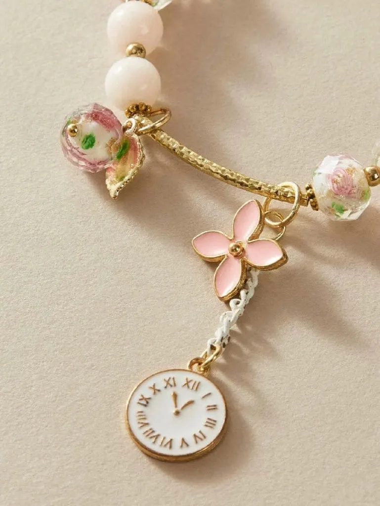 Flower Charm Beaded Bracelet