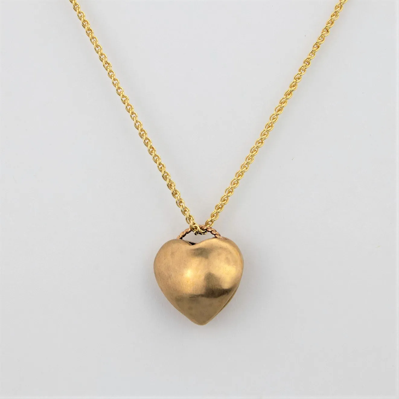 Forever Fused Two Hearts Pendant Necklace in a Satin Gold Bronze with a 14/20 gold filled necklace