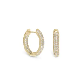 Gold Plated Sterling Silver Inside Out Cubic Zirconia Hoop Earrings