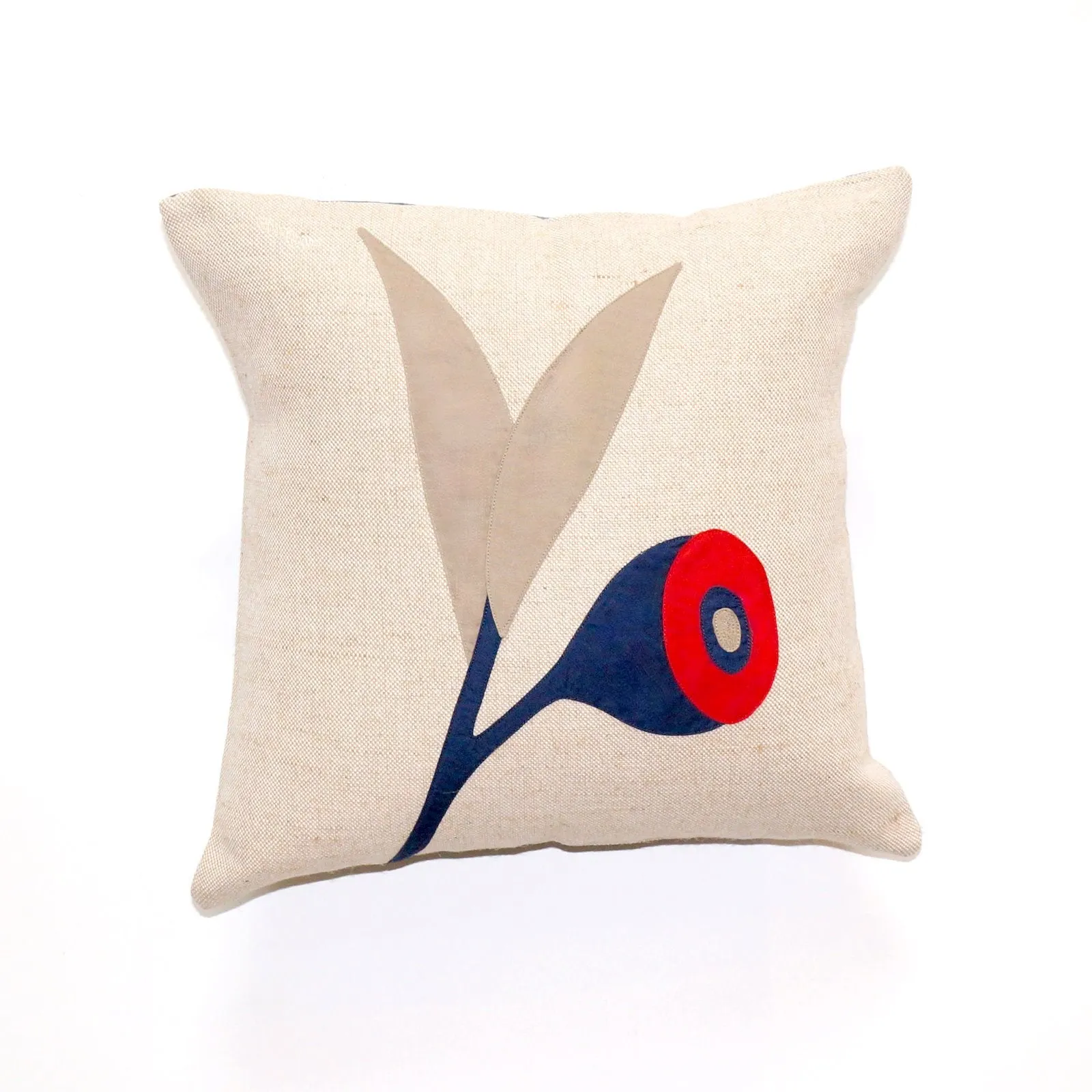 Gumnut Leaf Cushion in Red & Blue