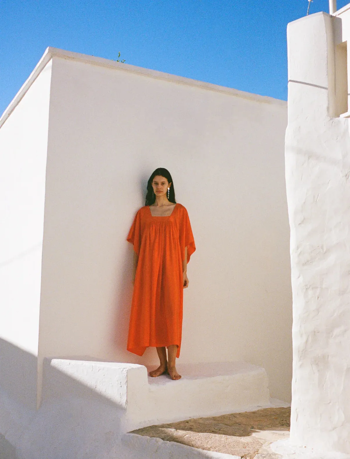 Hanoi Caftan Dress in Vermilion