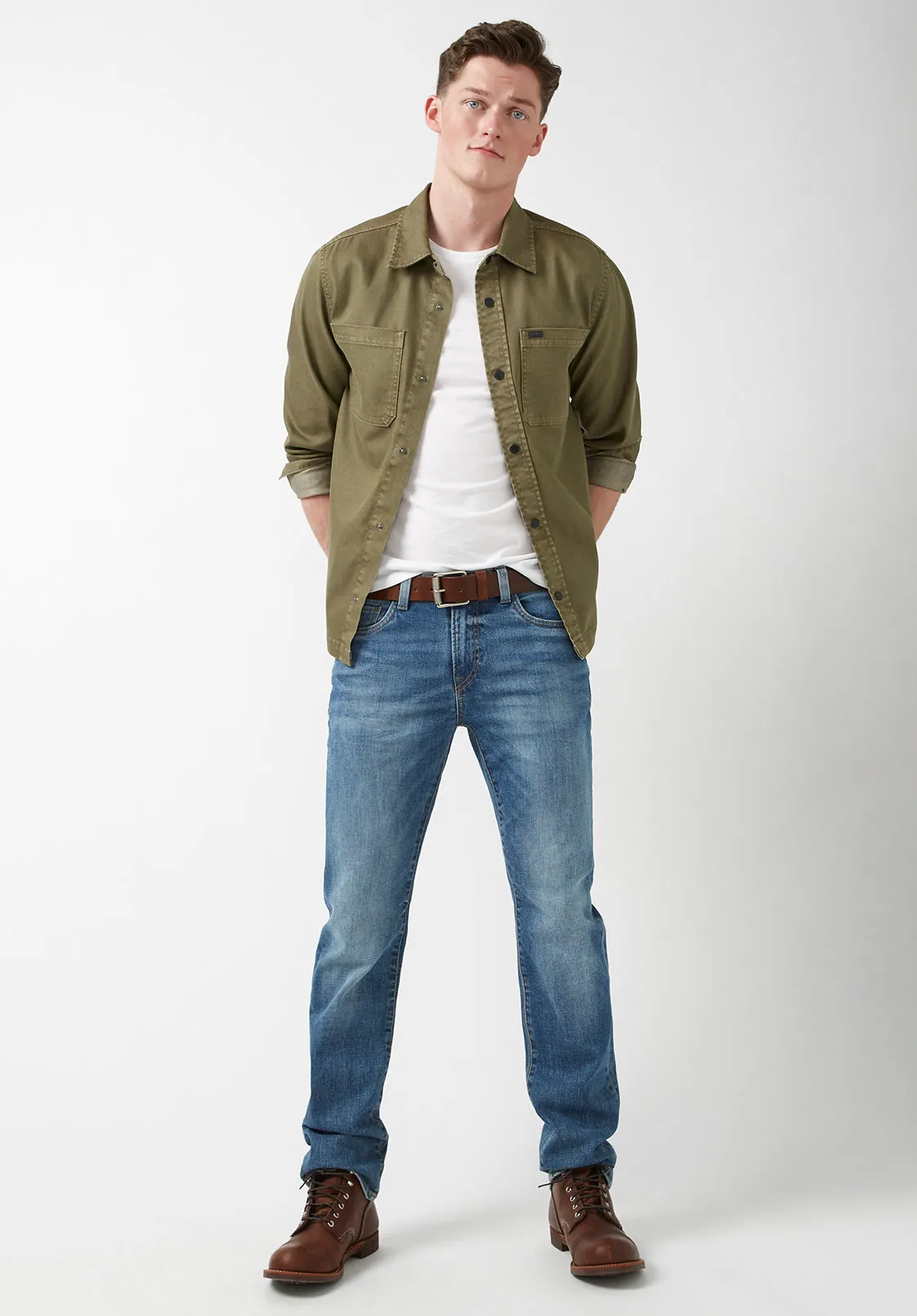 Josh Men's Overshirt in Army Green - BPM01037