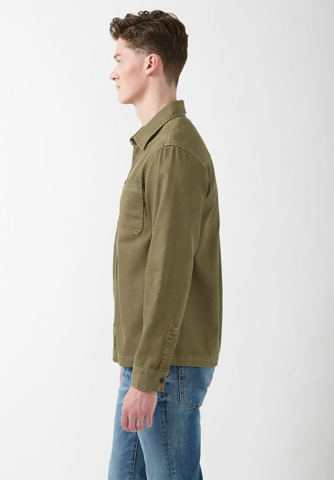 Josh Men's Overshirt in Army Green - BPM01037