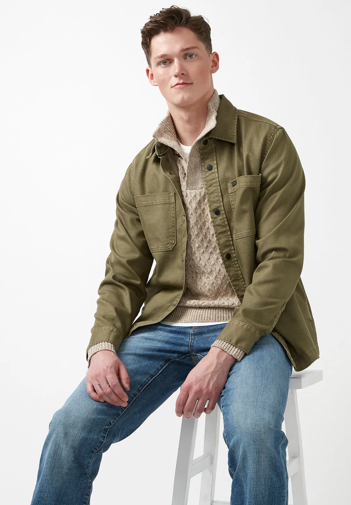 Josh Men's Overshirt in Army Green - BPM01037