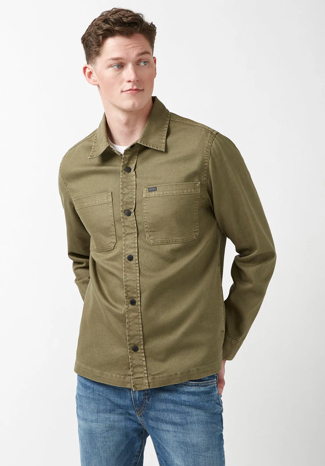 Josh Men's Overshirt in Army Green - BPM01037