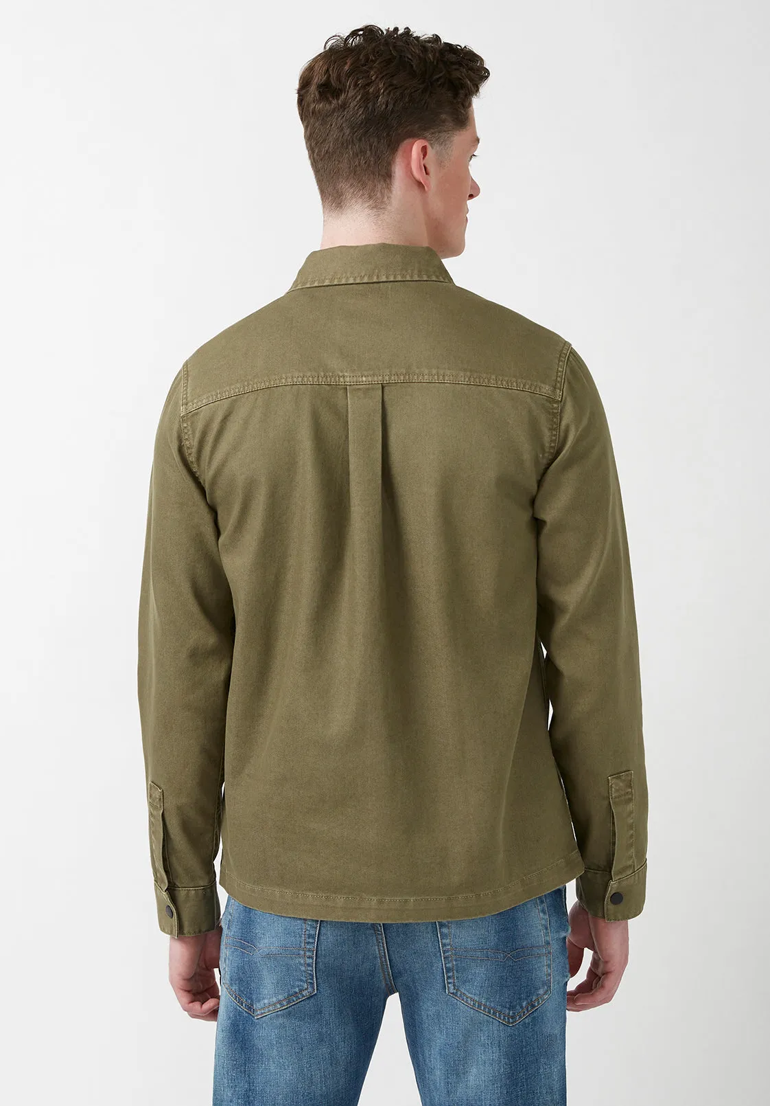 Josh Men's Overshirt in Army Green - BPM01037