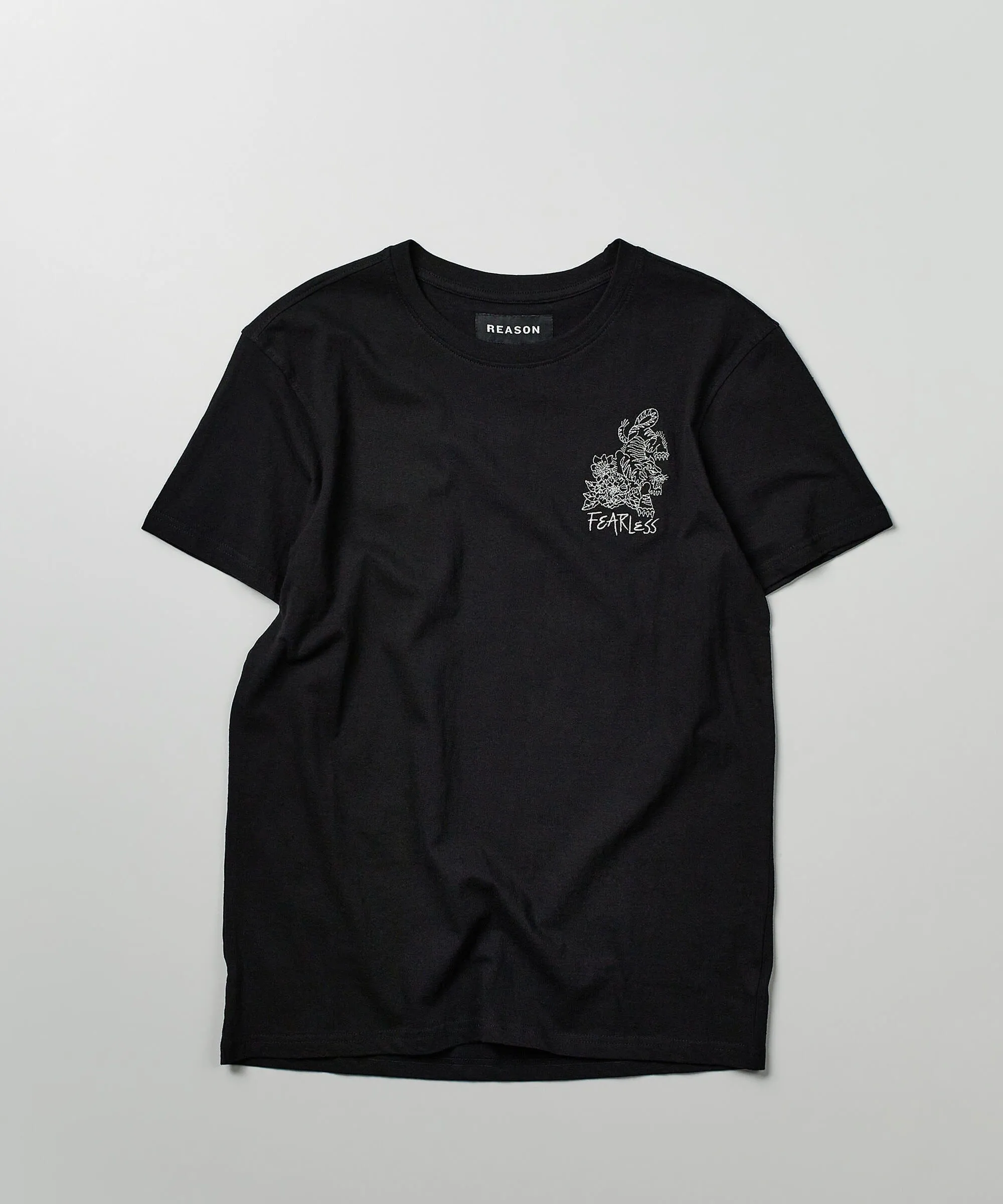 Kamikaze Short Sleeve Graphic Print Embroidered Tee - Black