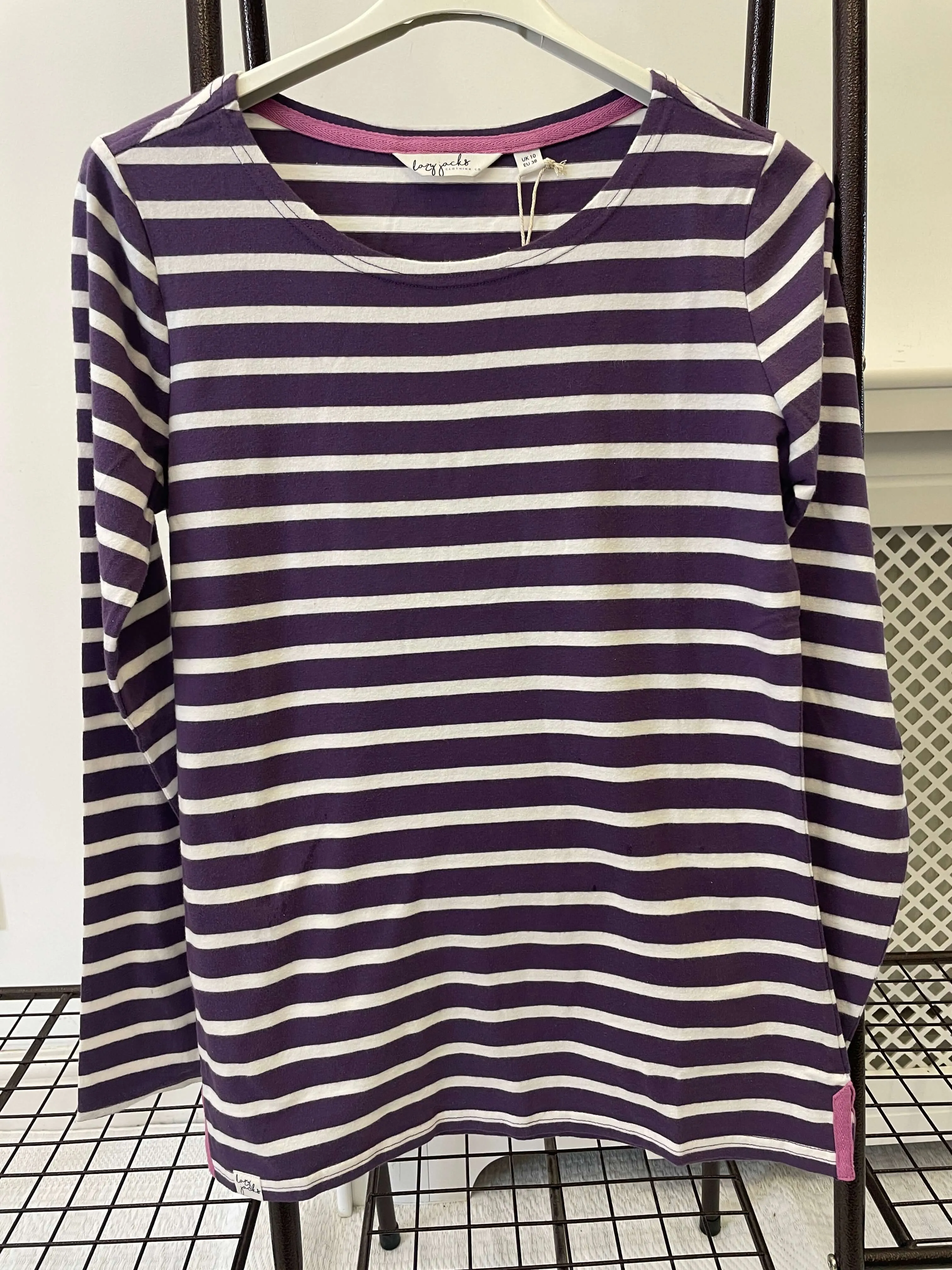 Lazy Jacks Clothing - Striped Breton Top - Loganberry