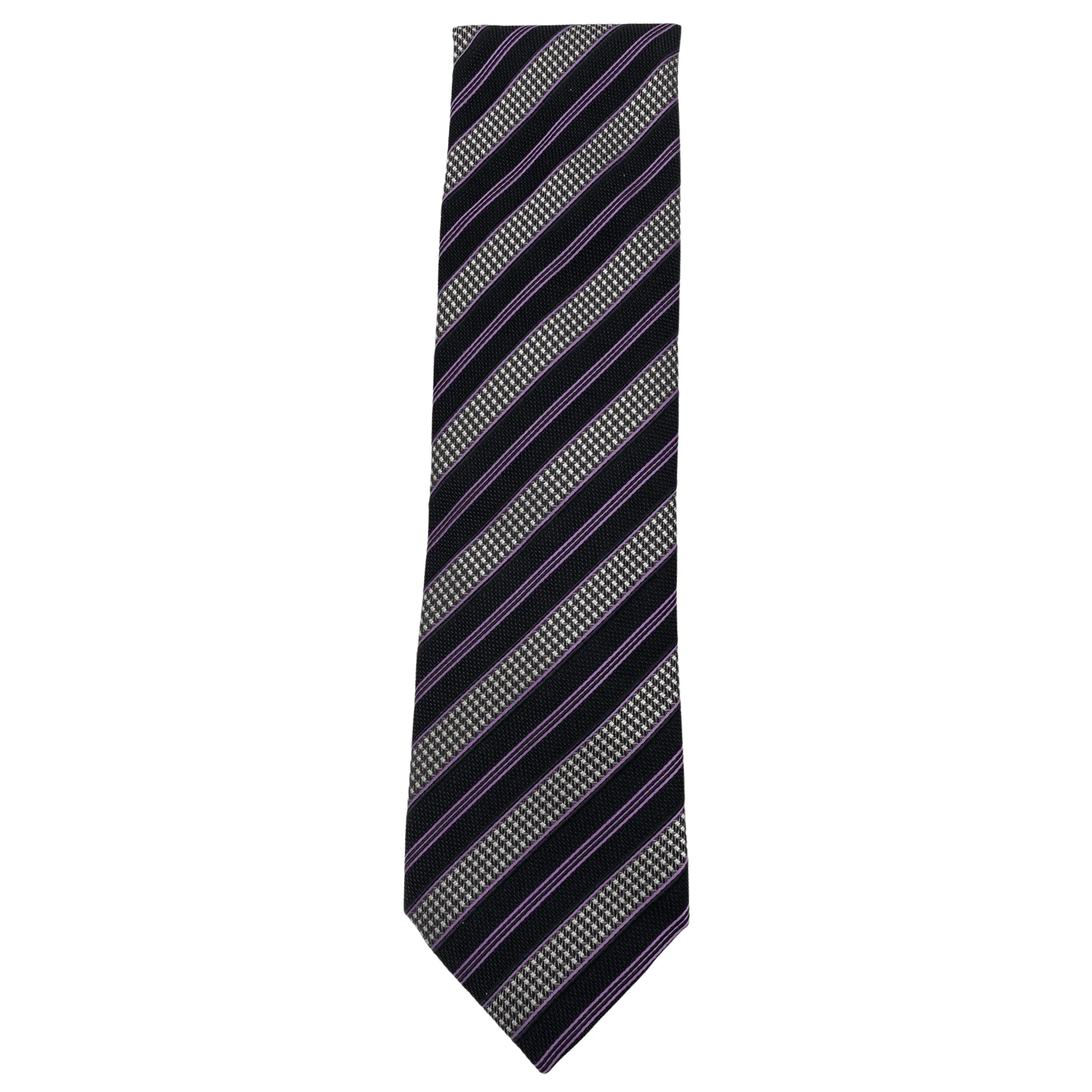 LOMBARDO Diagonal Striped Tie - Navy, Purple & White