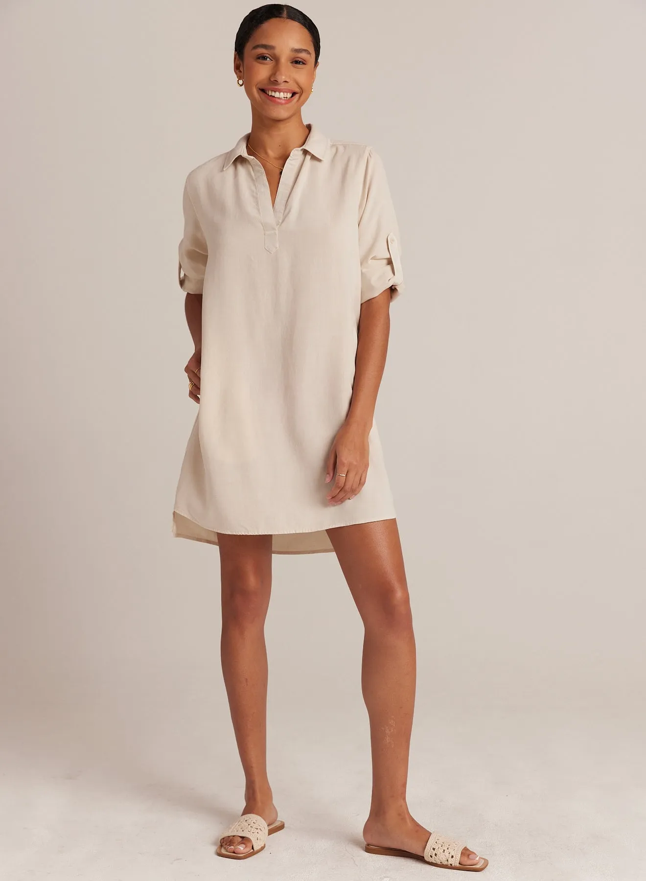 Long Sleeve A-Line Shirt Dress - Cliffside