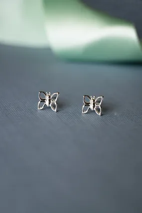 Lovely Butterfly Sterling Silver Mini Stud Earrings