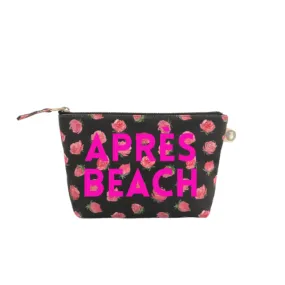 Makeup Bag Black Floral with Neon Pink APRES BEACH