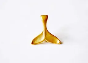 Matte Vermeil Gold Dolphin Whale Tail- 18k gold plated over Sterling Silver, Gold Dolphin Fin Tail Charm Pendant, yellow whale tail, 211