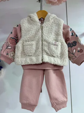 Mayoral Baby Girls 3 Piece Teddy Gilet Outfit