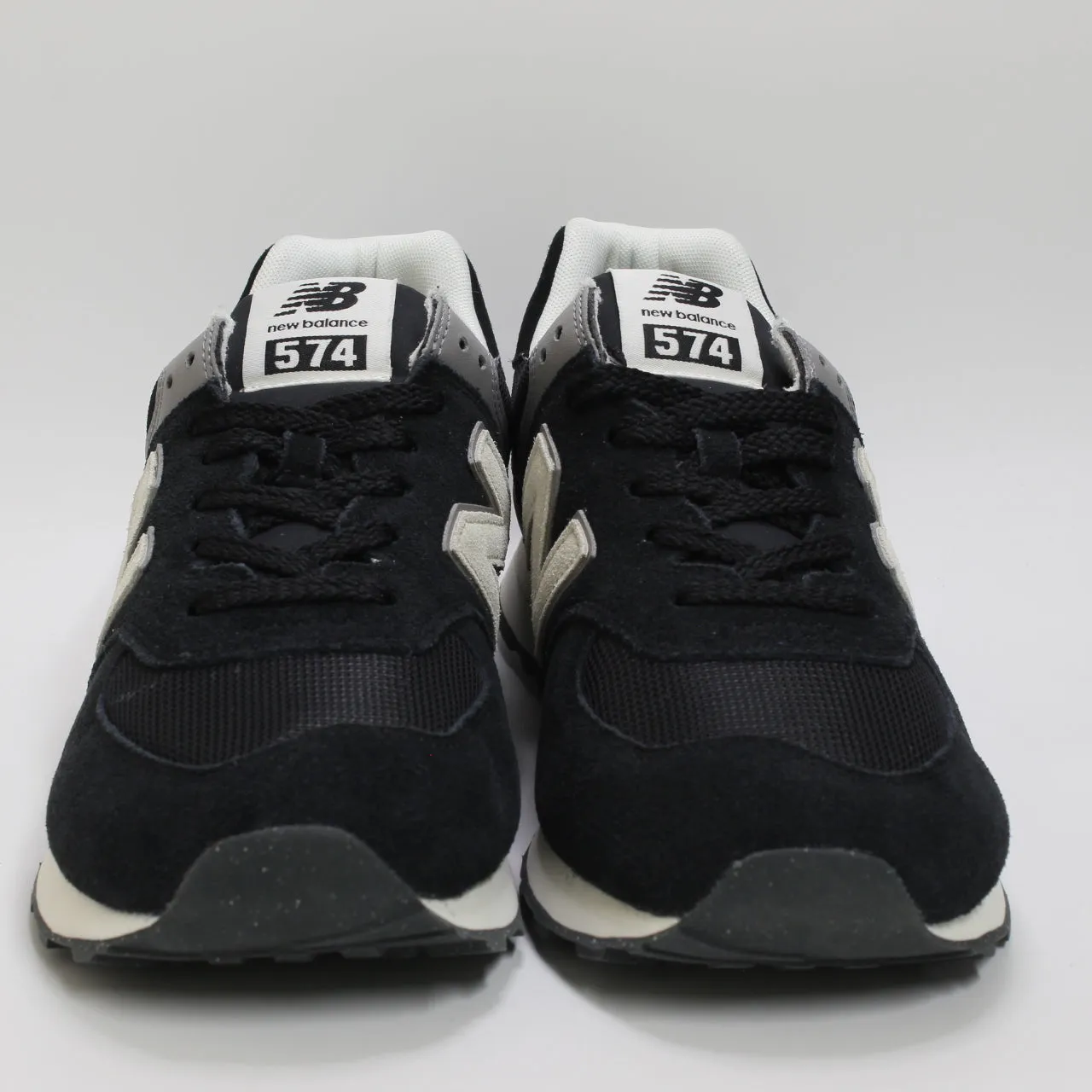 Mens New Balance 574 Trainers Black Grey White Green Leaf