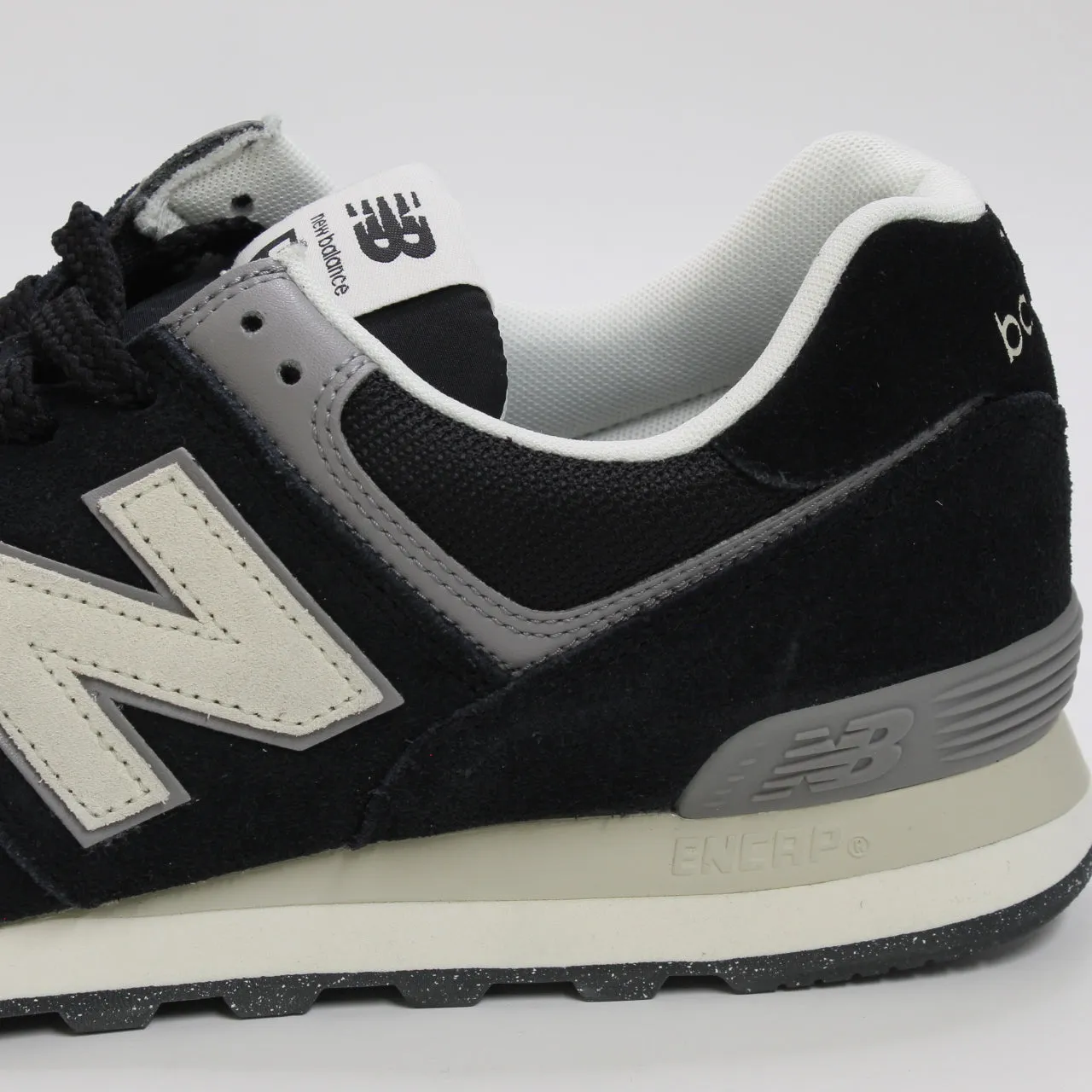 Mens New Balance 574 Trainers Black Grey White Green Leaf