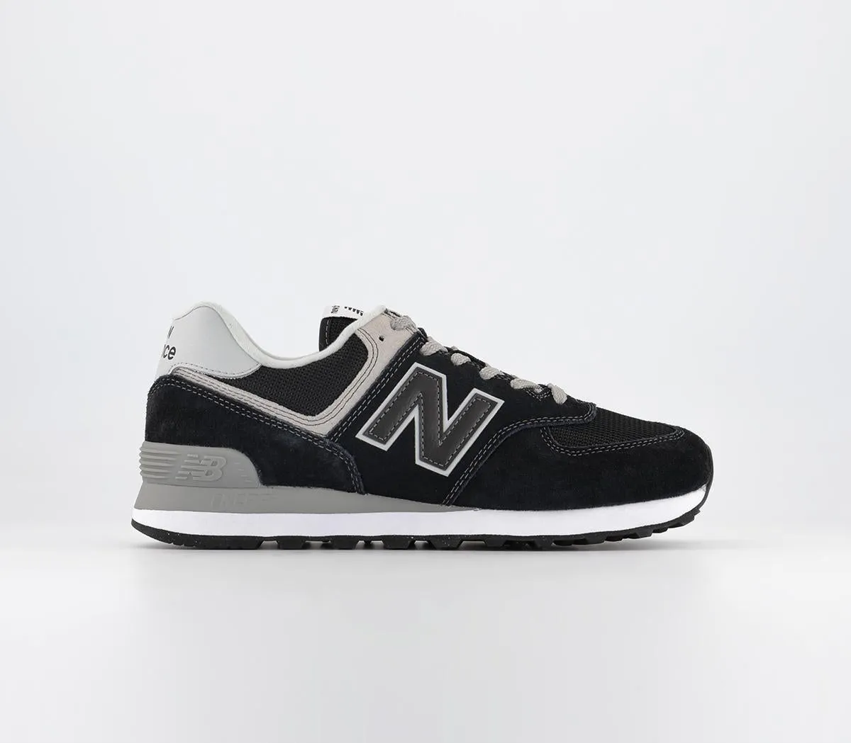 Mens New Balance 574 Trainers Black Grey White Green Leaf